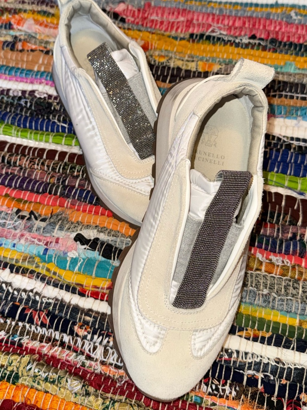 Brunello Cucinelli Women’s Monili Embellish Leather Slip On Shoes US6.5/EU36.5 - Picture 3 of 10